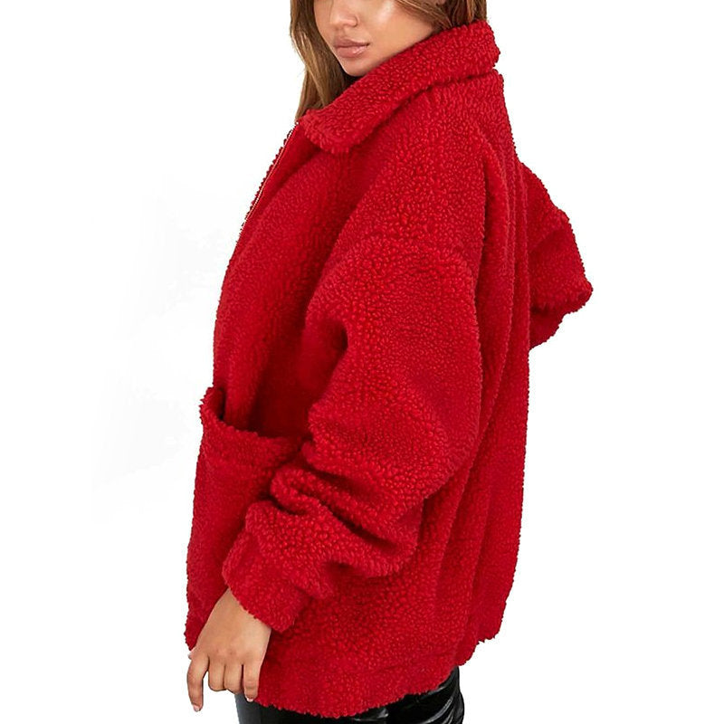 WW | Damen Fleece Sweatshirt Mit Breitem Kragen