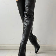 WW | Overknee Stiefel mit Goldenem Absatz und Reißverschlussdetail