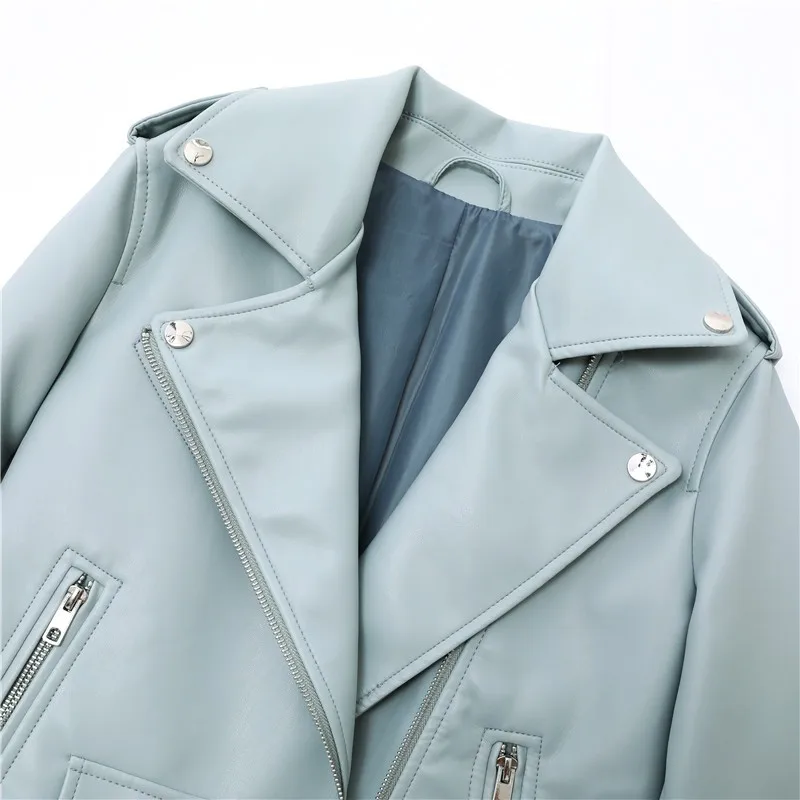 WW | Damen-Biker-Lederjacke mit Reißverschlüssen und Gürtel