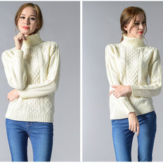 WW | Damen Rollkragenpullover mit langen Ärmeln und Kabelstrick