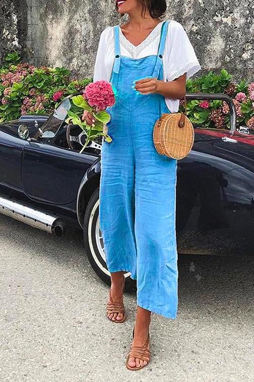W&W Mode | Rosiedress Gerade Beine Baumwolle Leinen Urlaub Overalls