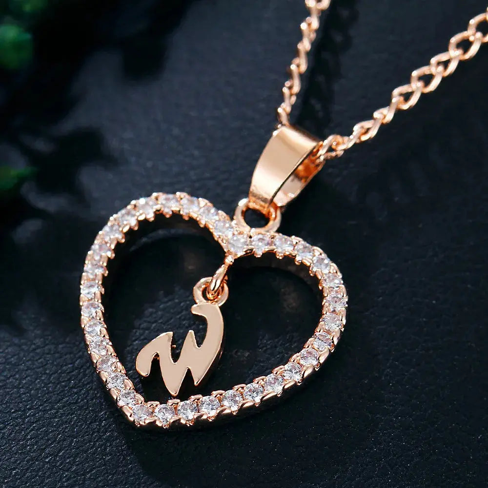 WW | Buchstaben Zirkon Liebe Kette Schmuck Anhänger