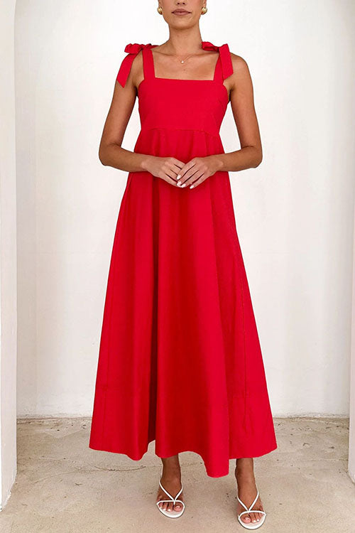 WW | Rosiedress Schleifen-Schulter Empire Taille Swing Maxi Cami Kleid