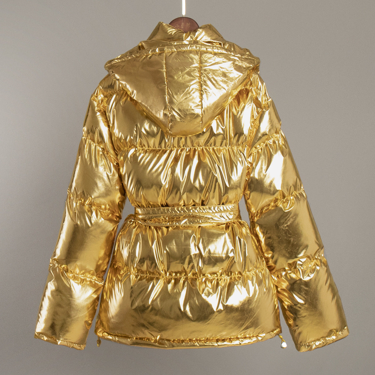 WW | Cooler Glänzender Kapuzen Pufferjacke