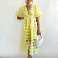 WW | Puffärmel Midi-Kleid