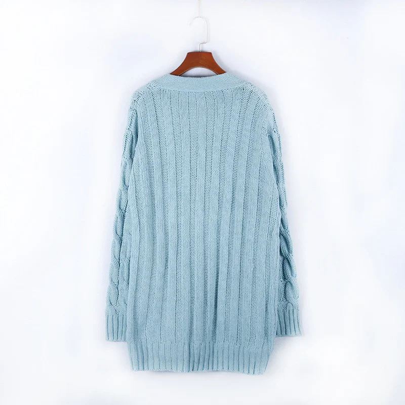 W&W Mode | Wollstrickjacke Damen Mit Zopfmuster Und Holzknöpfen, Lockere