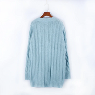 WW | Wollstrickjacke Damen Mit Zopfmuster Und Holzknöpfen, Lockere