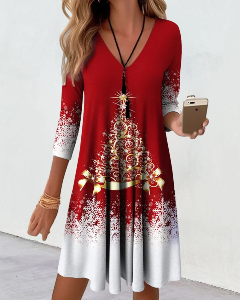 WW | Stylischer Charme V-Ausschnitt Winterkleid