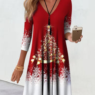 WW | Stylischer Charme V-Ausschnitt Winterkleid