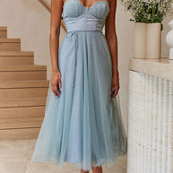 WW | Maxi Kleid Elegantes Fließendes Design V-Ausschnitt Ärmellos Leichtes Gewebe