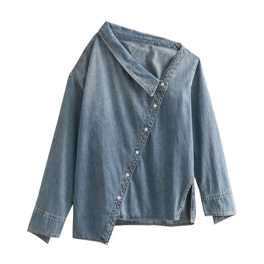 WW | Lässiges, Asymmetrisches Jeanshemd