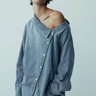 WW | Lässiges, Asymmetrisches Jeanshemd