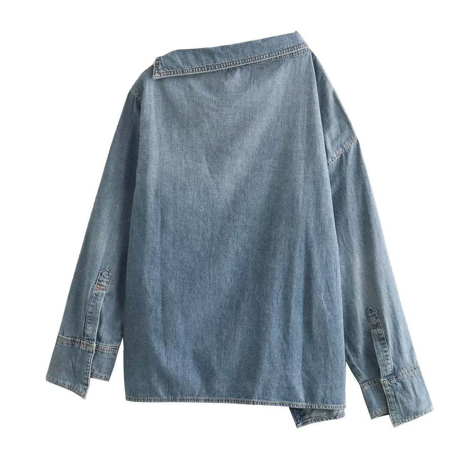 WW | Lässiges, Asymmetrisches Jeanshemd