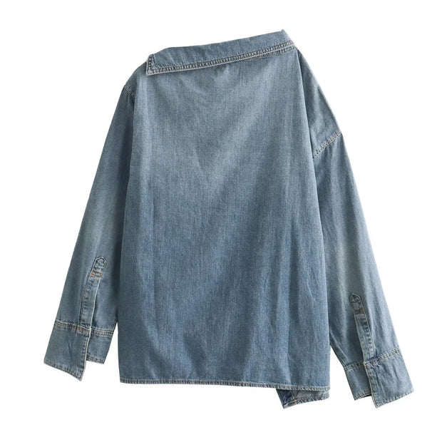 WW | Lässiges, Asymmetrisches Jeanshemd
