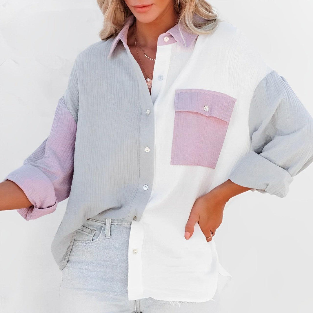 W&W Mode | Colorblock Hemd Mit Knopfverschluss Für Damen