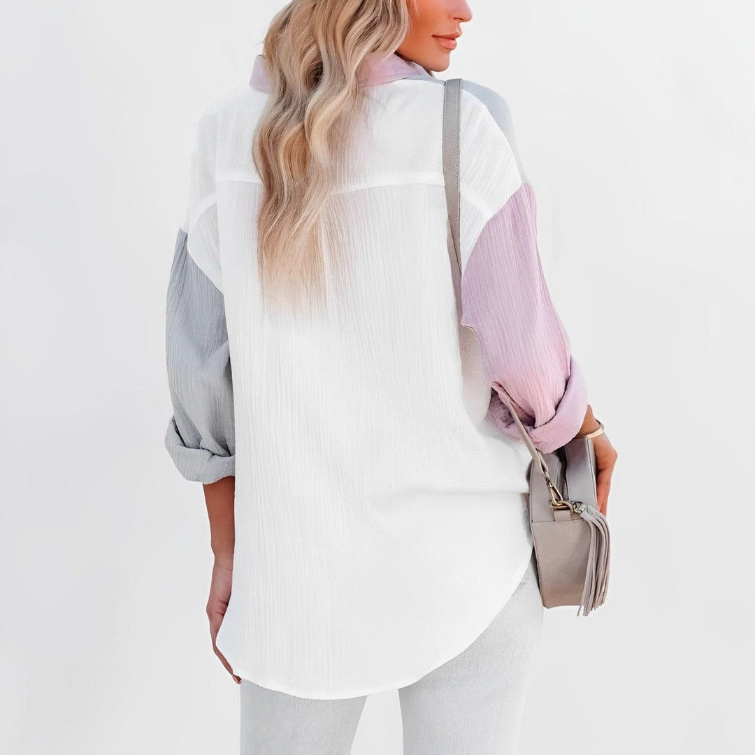W&W Mode | Colorblock Hemd Mit Knopfverschluss Für Damen