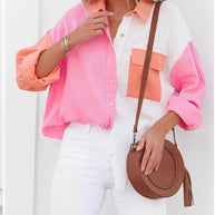 WW | Colorblock Hemd Mit Knopfverschluss Für Damen