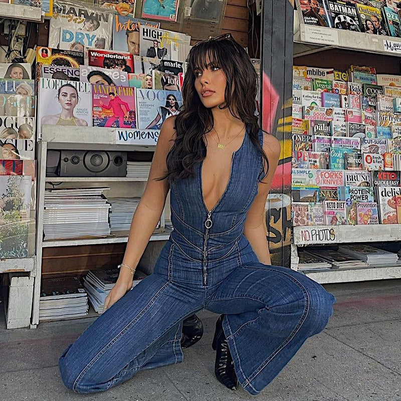 WW | Denim-Overall mit Reißverschlussdetail für Damen