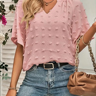 WW | Elegante und Stilvolle Oberteil mit V-Ausschnitt Schweizer Punkte