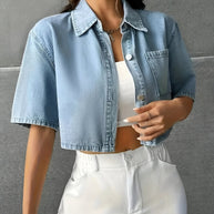WW | Mühelos Schickes Hellblaues Denim-Shirt