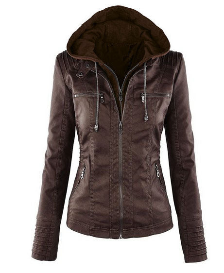 WW | Damen Lederjacke Mit Kapuze