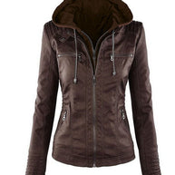 WW | Damen Lederjacke Mit Kapuze