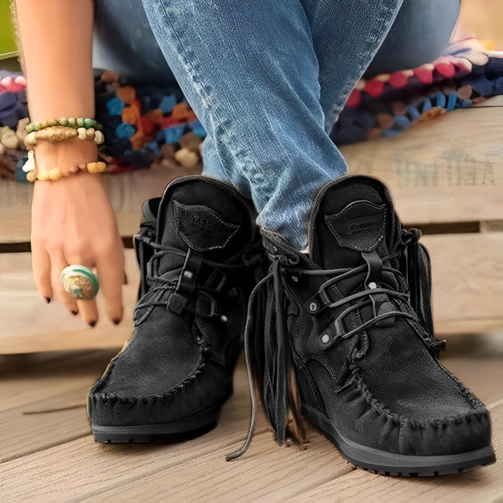 Damen leichte Wildlederstiefel mit rutschfester Sohle