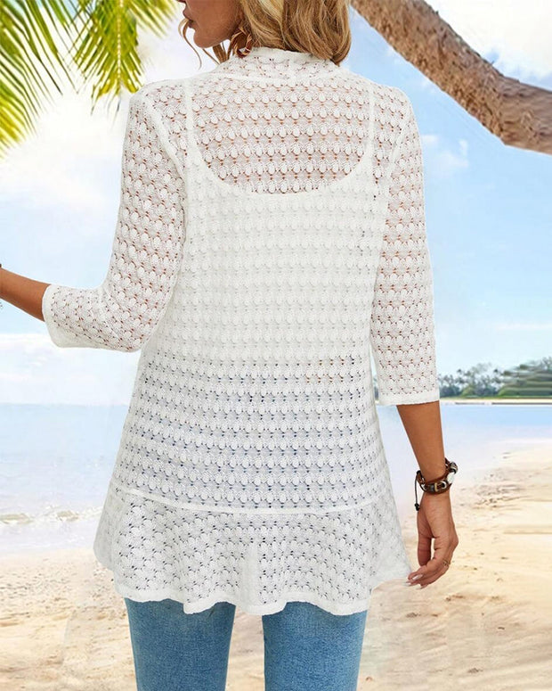 WW | Elegante Einfarbige Spitzenstrickjacke