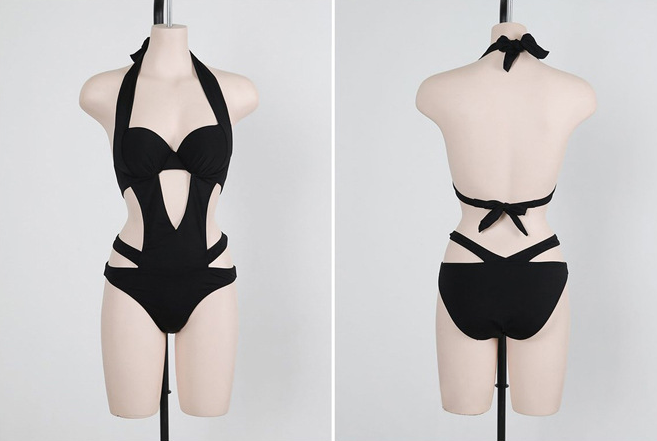 W&W | Halter Cut Out Bandage Trikini Badeanzug