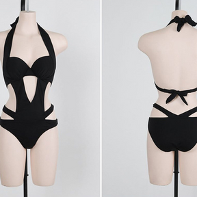 W&W | Halter Cut Out Bandage Trikini Badeanzug