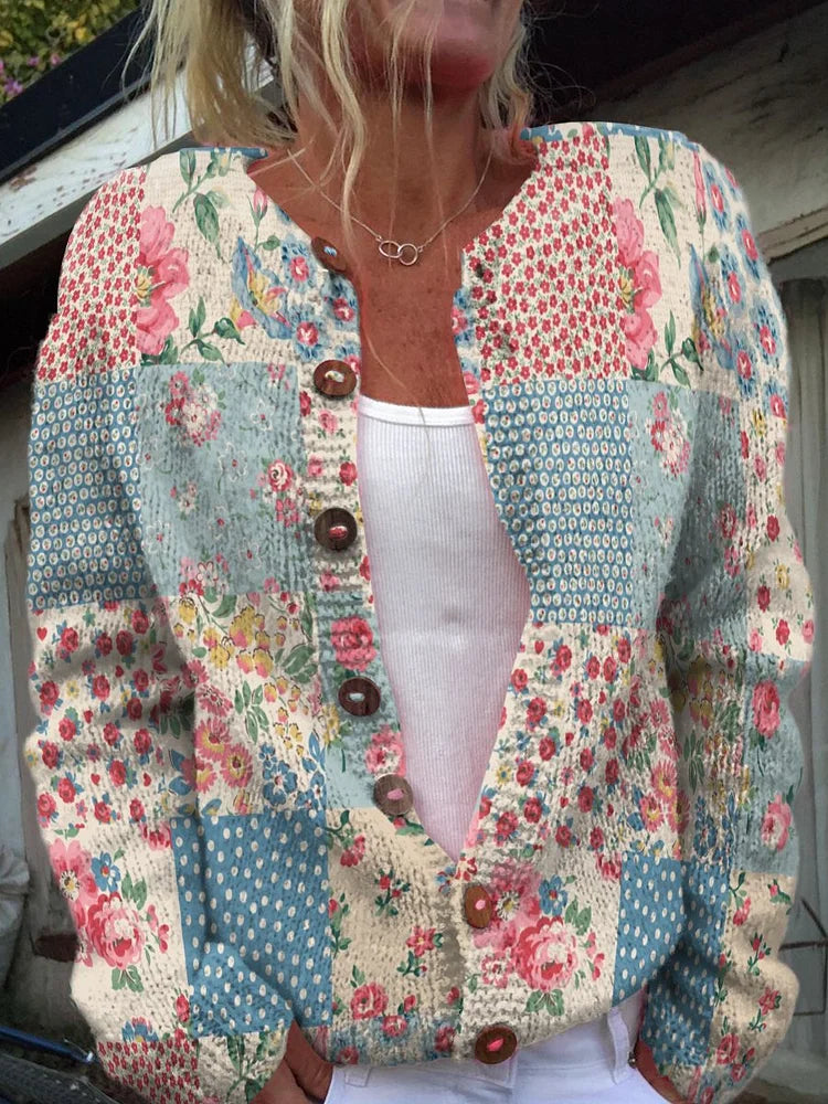 W&W Mode | Strickjacke mit Blumenmuster