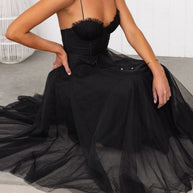 WW | Maxi Kleid Elegantes Fließendes Design V-Ausschnitt Ärmellos Leichtes Gewebe