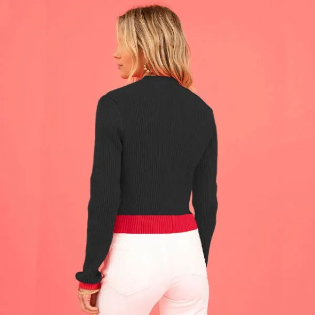 W&W Mode | Gerippter Strickpullover mit Herz-Intarsien