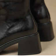 WW | Stilvolle Leder Ankle Boots mit Blockabsatz für Damen Damen Ankle Boots