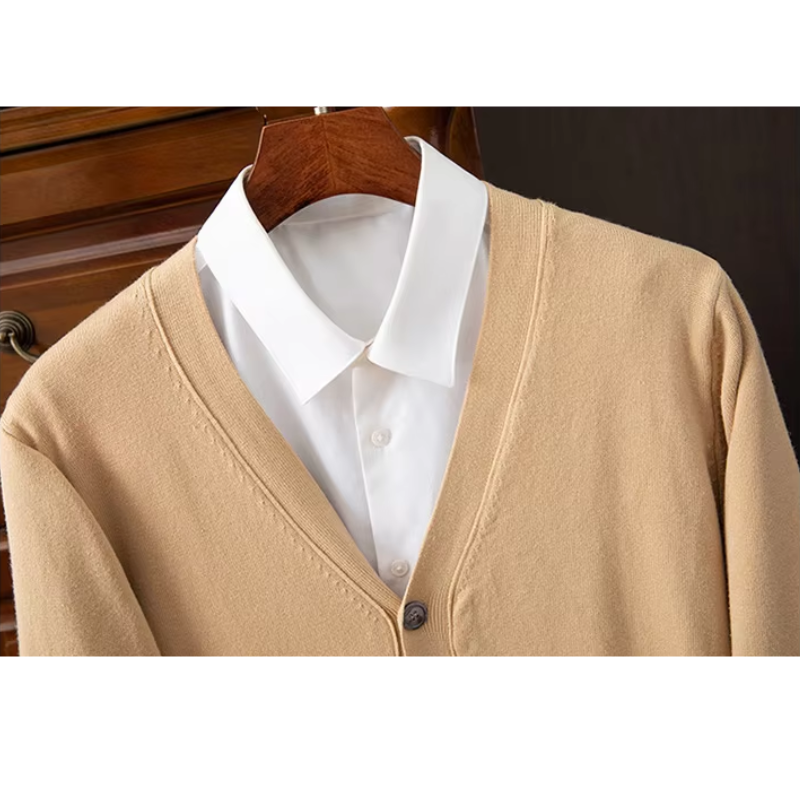 WW | Herren Strickjacke Mit Knöpfen, Leichter Stoff, Klassischer V-ausschnitt