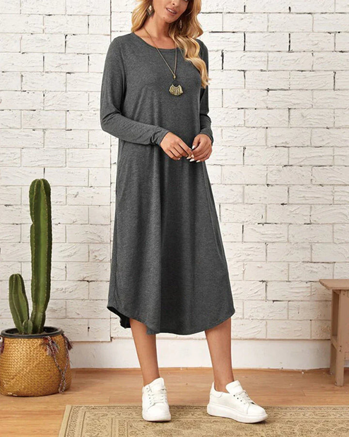 W&W Mode - Langärmeliges lockeres Kleid