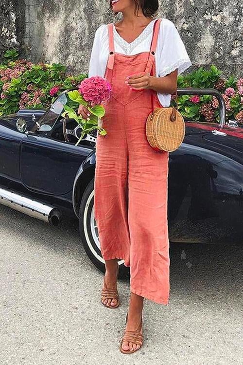 W&W Mode | Rosiedress Gerade Beine Baumwolle Leinen Urlaub Overalls