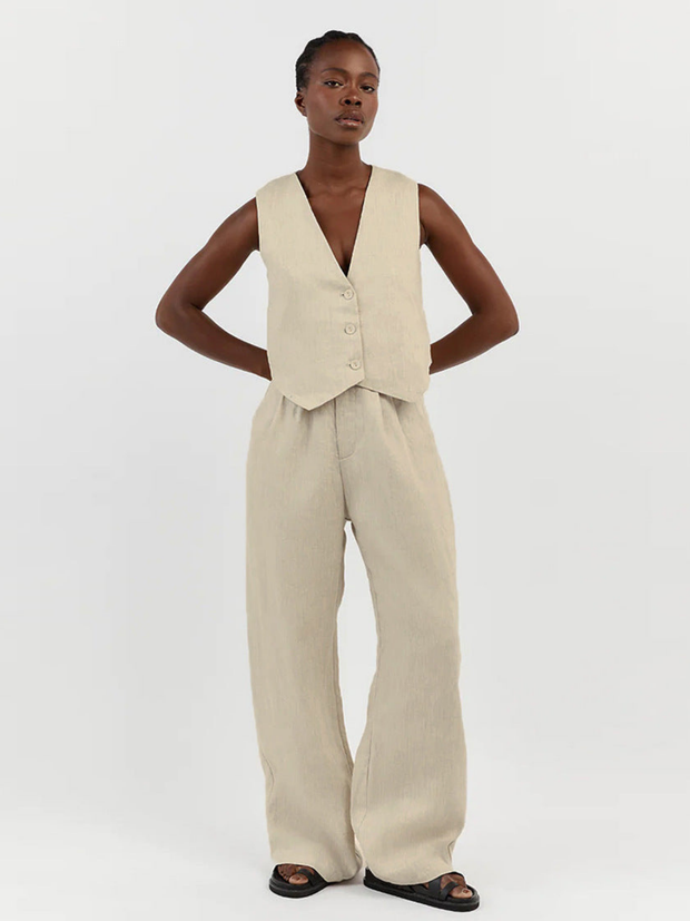 WW | Stil Leinen Weste & Hose Set