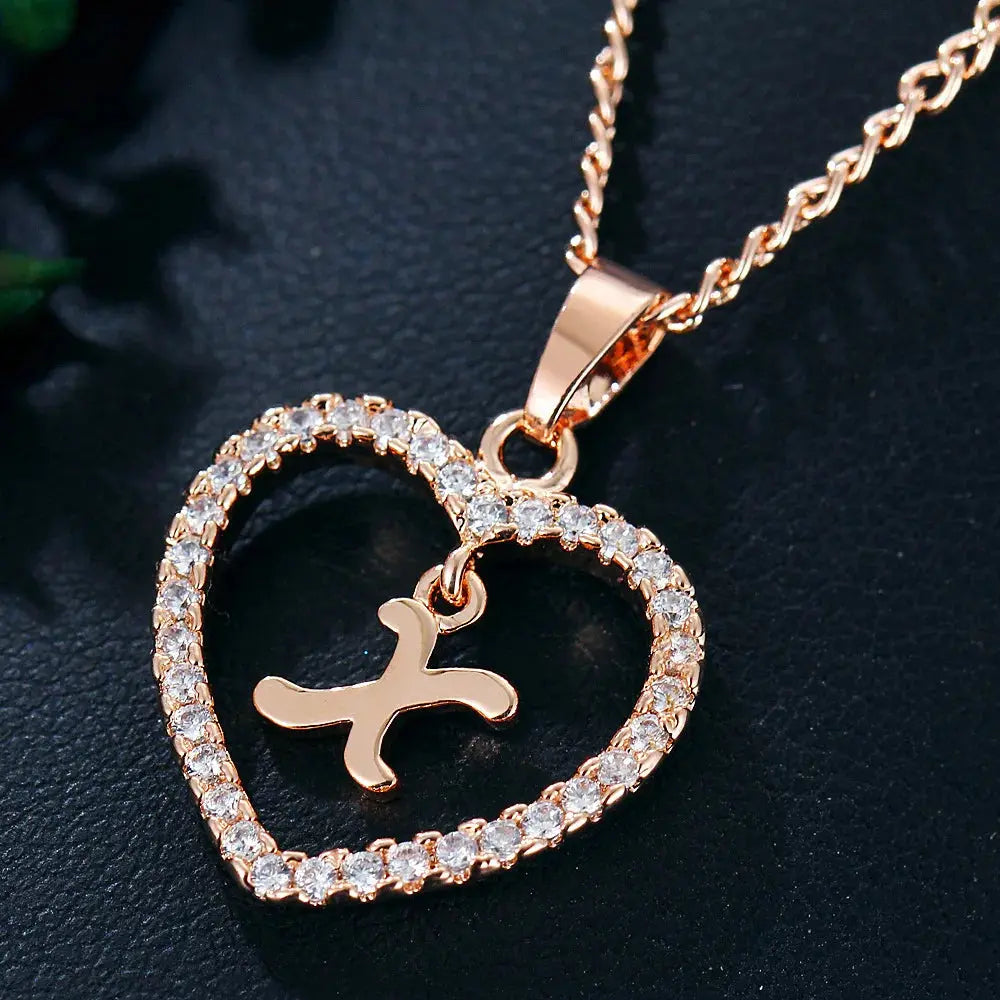 WW | Buchstaben Zirkon Liebe Kette Schmuck Anhänger