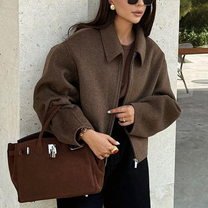 W&W Mode | Warme Langärmelig Daunen Kragen Jacke mit Reißverschluß