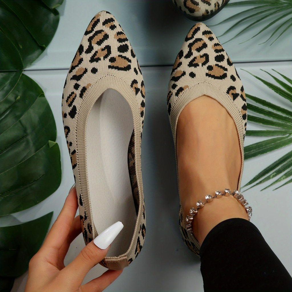 WW | Damen Leopard Ballerinas Punktschritt Auf Licht Ramin