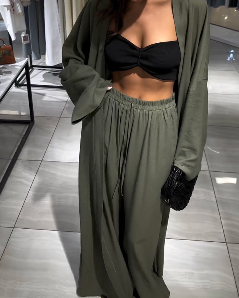 W&W Mode | Leinen Kimono Und Hosen Satz