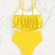 WW | Raffung, Geschichtete Zweiteiliges Schwarzes Tankini für Damen