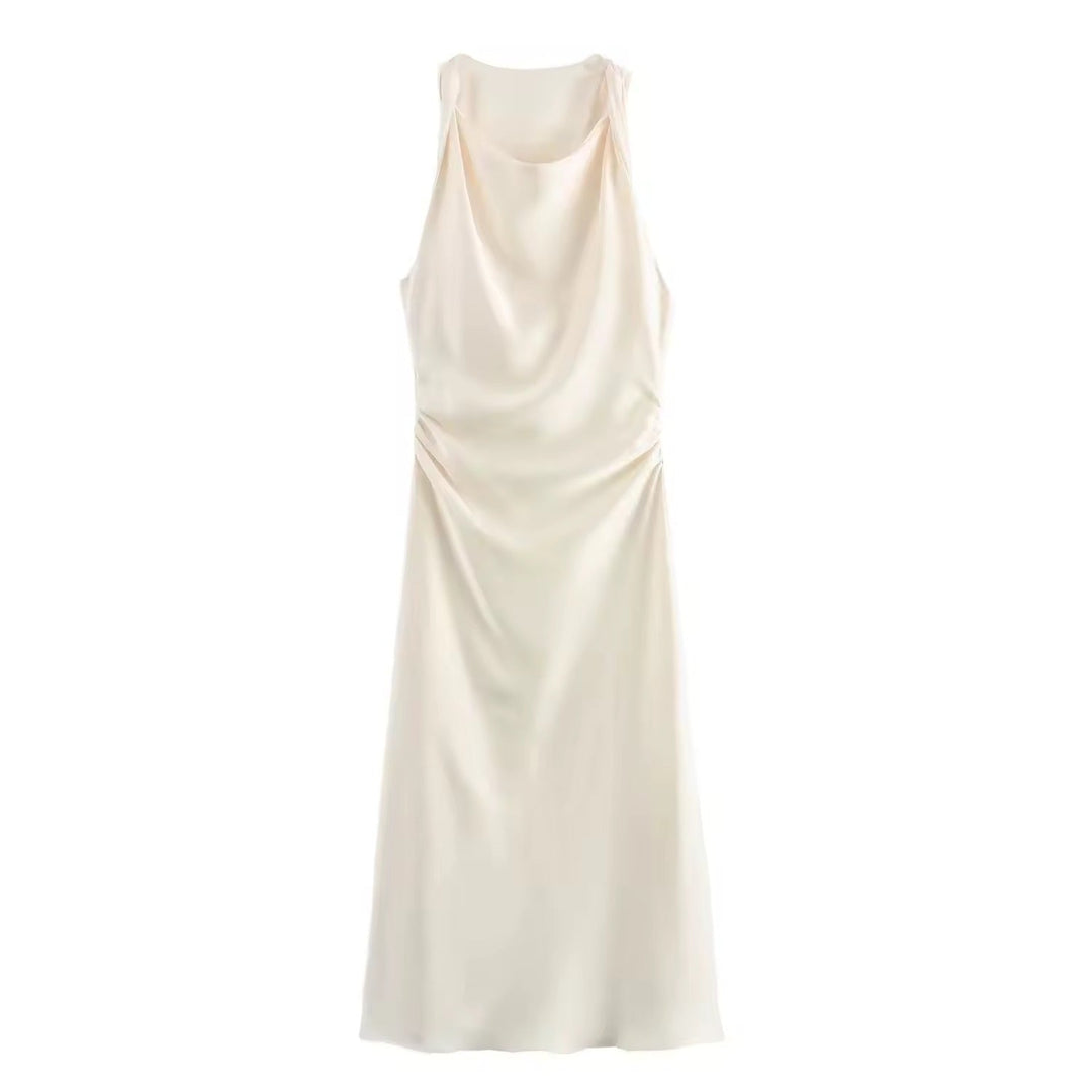 W&W Mode | Satin Maxikleid Elegante Drapierung