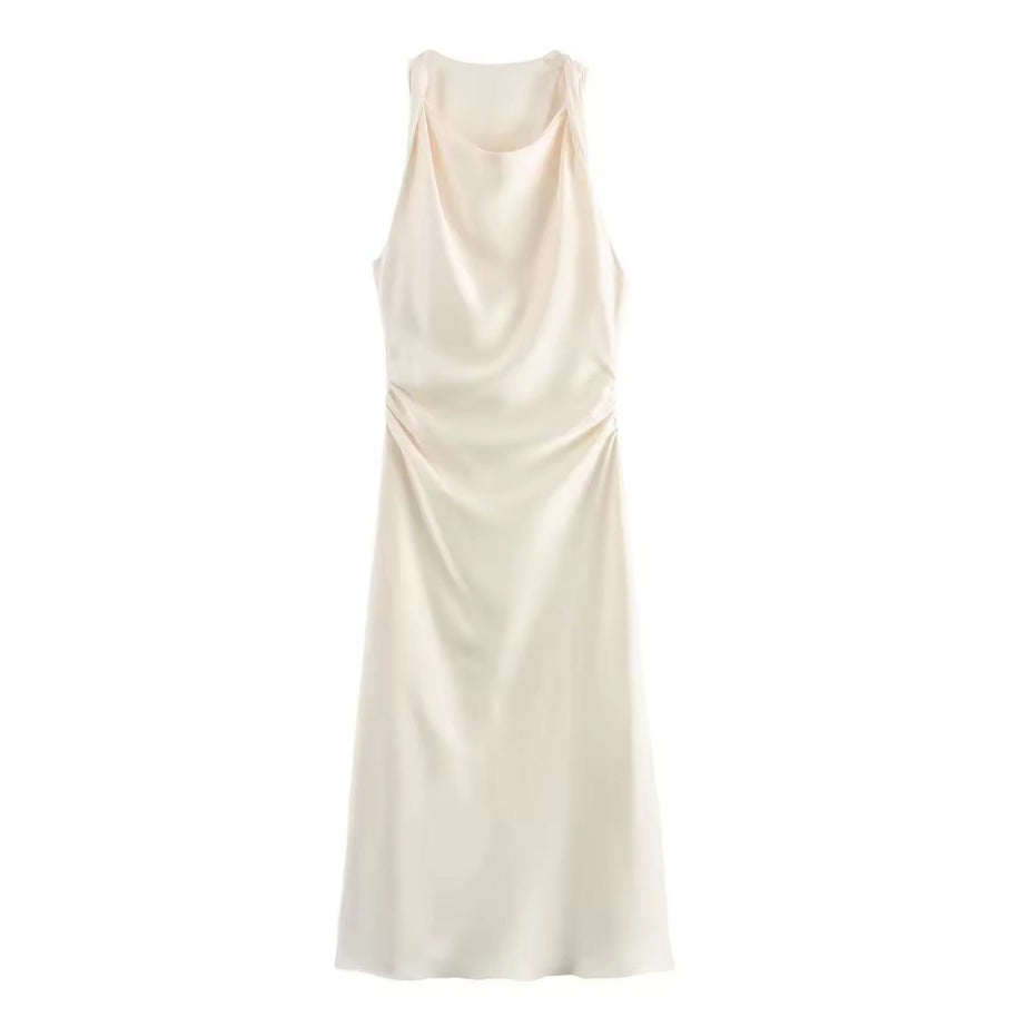 WW | Satin Maxikleid Elegante Drapierung