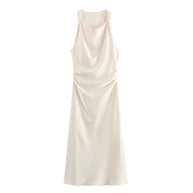 WW | Satin Maxikleid Elegante Drapierung