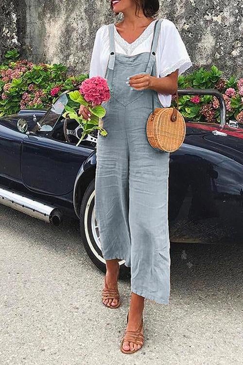 W&W Mode | Rosiedress Gerade Beine Baumwolle Leinen Urlaub Overalls