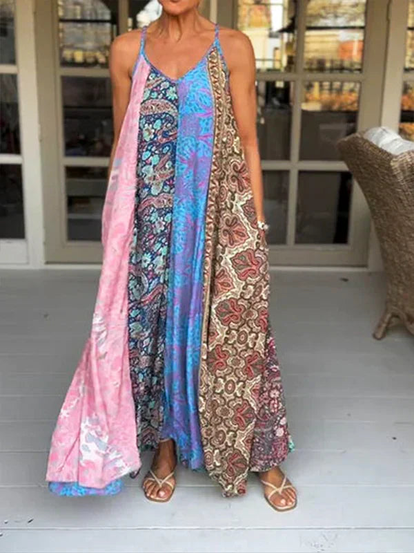 WW | Trägerkleid Elena mit Farbblockierung und V-Ausschnitt