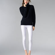 WW | Damen Rollkragenpullover mit langen Ärmeln und Kabelstrick