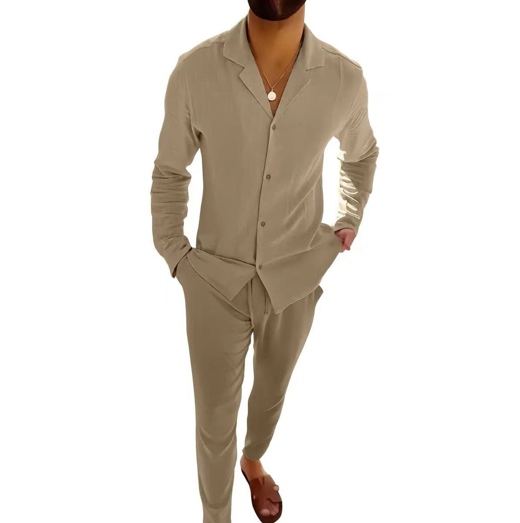 WW | Lässiger Herrenanzug Mit Langarmhemd Und Slim Fit Hose